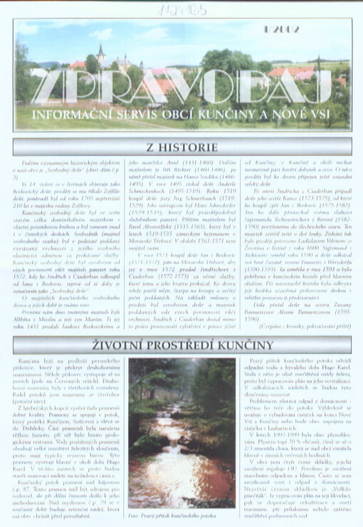 Zpravodaj : informační servis obcí Kunčiny a Nové Vsi