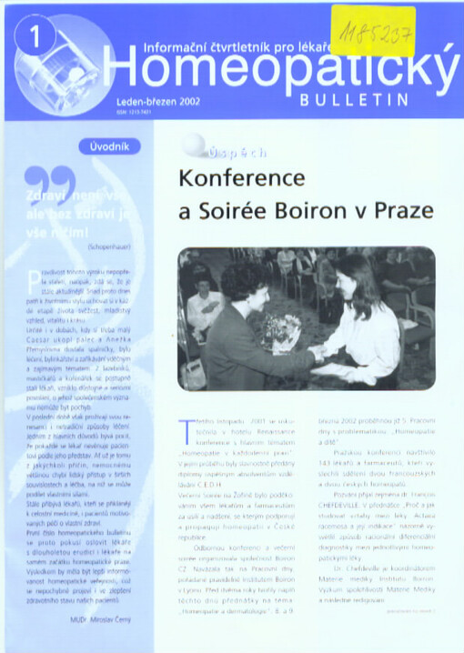 Homeopatický bulletin : informační čtvrtletník pro lékaře