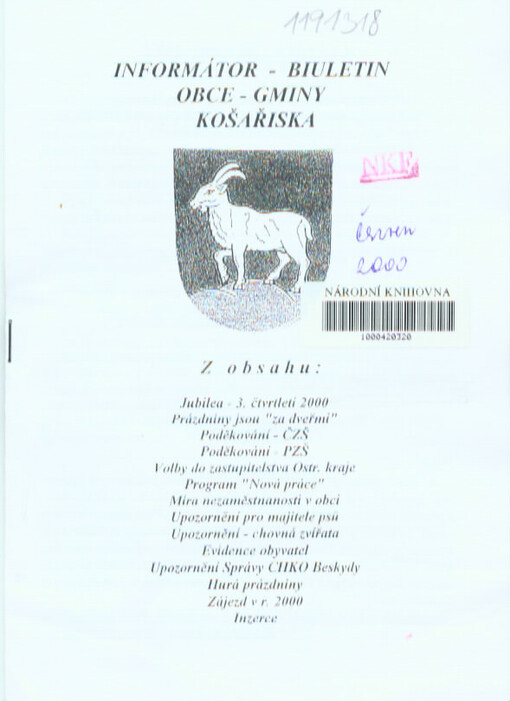 Informátor - biuletyn : vydává Obecní úřad v Košařiskách pro informaci občanů