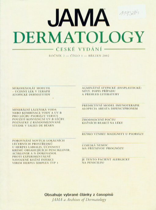 JAMA Dermatology = Journal of the American Medical Association (Čes. vyd.) : české vydání