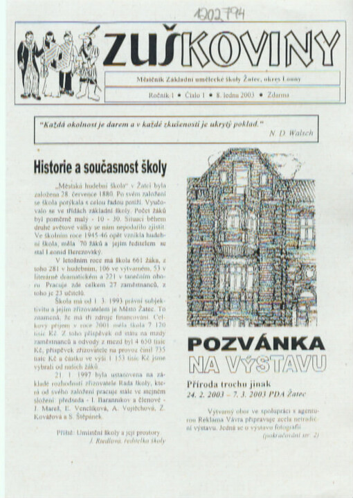 Zuškoviny : měsíčník Základní umělecké školy Žatec, okres Louny