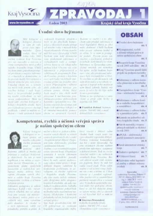 Zpravodaj : Krajský úřad kraje Vysočina : Kraj Vysočina