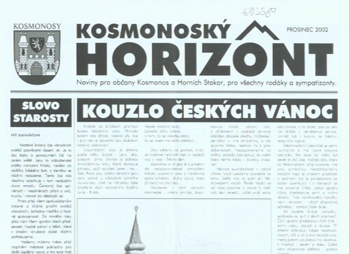 Kosmonoský horizont : noviny pro občany Kosmonos a Horních Stakor, pro všechny rodáky a sympatizanty