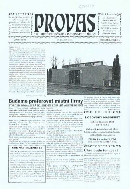 PROVAS : informační občasník podbrdského údolí