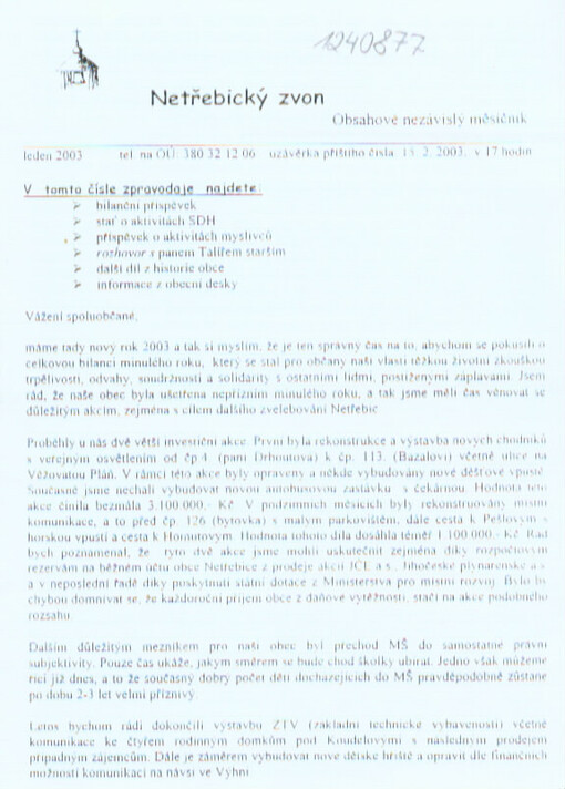 Netřebický zvon : obsahově nezávislý měsíčník