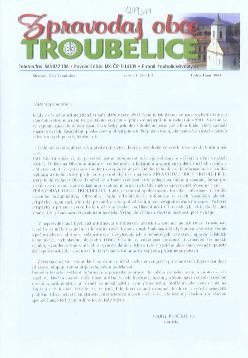 Zpravodaj obce Troubelice : měsíčník obce Troubelice