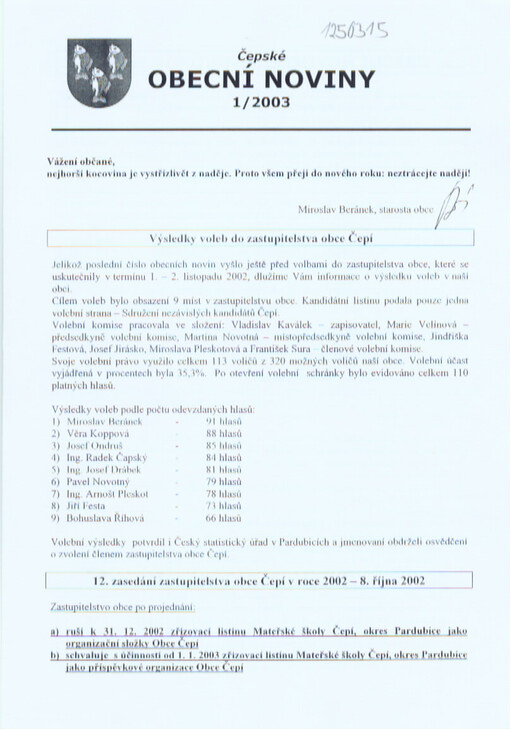 Čepské obecní noviny : informační občasník obce Čepí