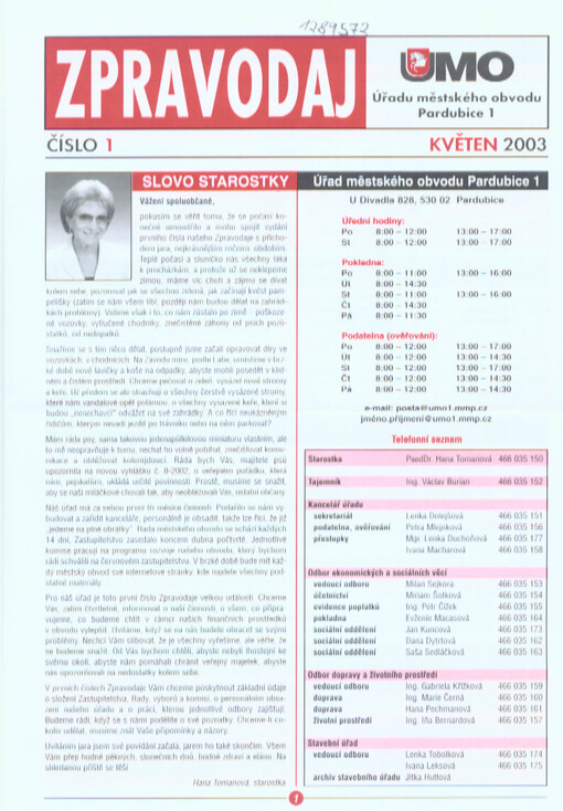 Zpravodaj Úřadu městského obvodu Pardubice 1