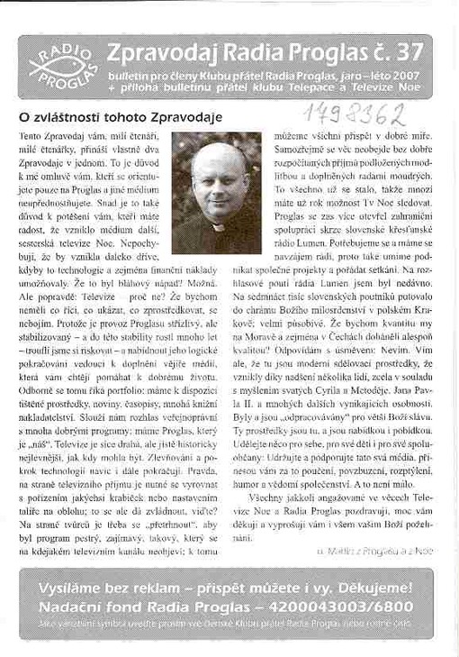 Zpravodaj Radia Proglas : bulletin pro členy Klubu přátel Radia Proglas