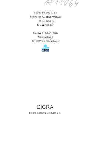 Dicra : bulletin Společnosti Dicre o.s.