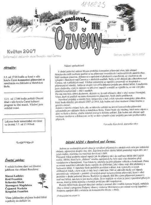 Benešovské ozvěny : informační občasník obce Benešov nad Černou