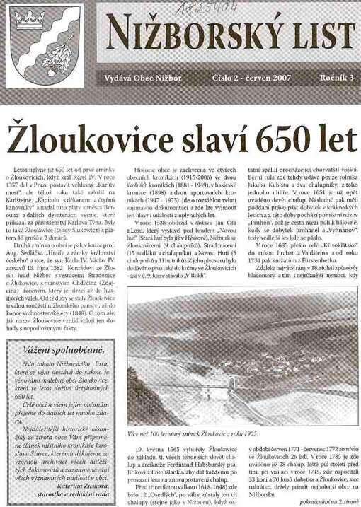 Nižborský list : čtvrtletník pro Nižbor, Stradonice a Žloukovice