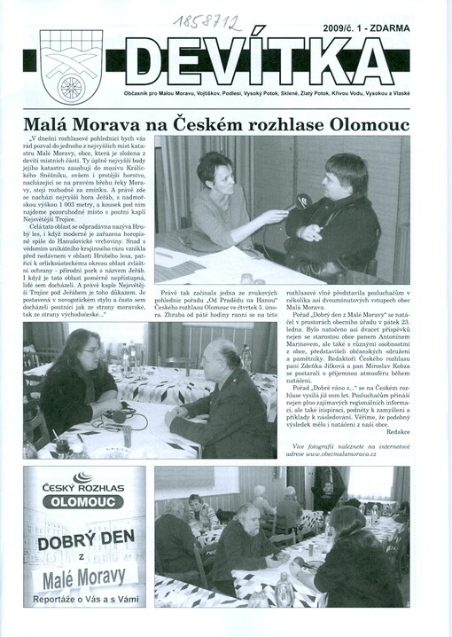 Devítka : občasník pro Malou Moravu, Vojtíškov, Podlesí, Vysoký Potok, Sklené, Zlatý Potok, Křivou Vodu, Vysokou a Vlaské