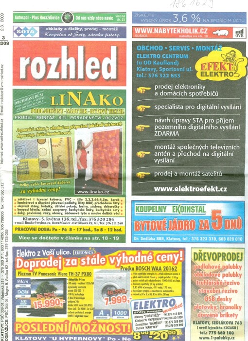 Rozhled : regionální měsíčník rozšiřovaný zdarma do všech domácností okresů Klatovy a Domažlice