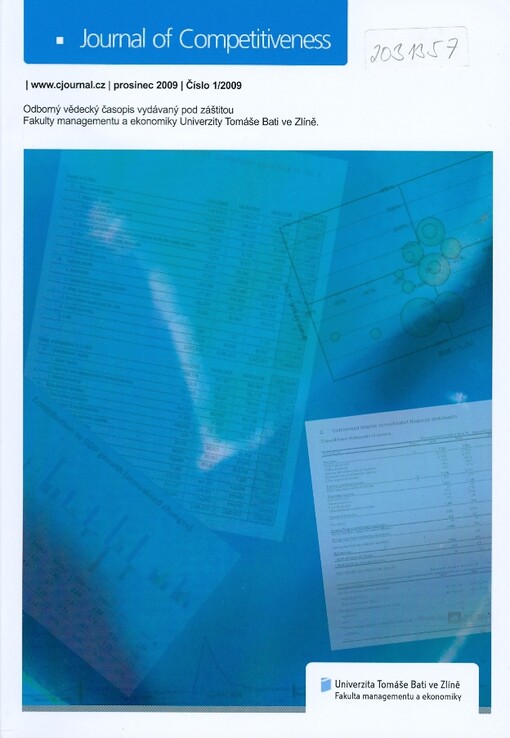 Journal of competitiveness : odborný vědecký časopis vydávaný pod záštitou Fakulty managementu a ekonomiky Univerzity Tomáše Bati ve Zlíně