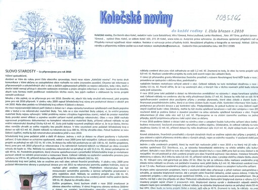 Kolečské noviny : čtvrtletník obce Koleč