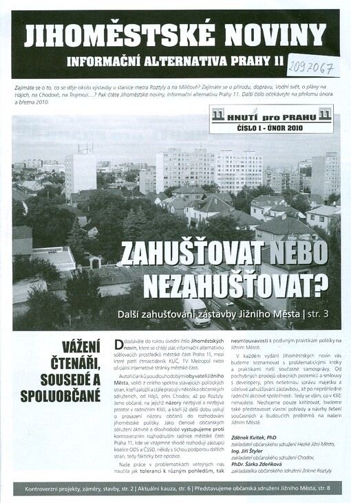 Jihoměstské noviny : informační alternativa Prahy 11 : Hnutí pro Prahu 11