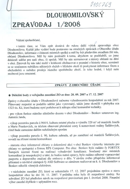 Dlouhomilovský zpravodaj