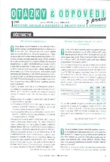 Otázky & odpovědi z praxe : měsíčník dotazů a odpovědí z oblasti daní a účetnictví