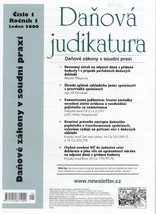 Daňová judikatura : daňové zákony v soudní praxi
