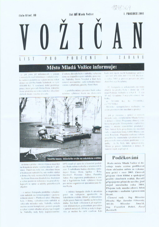 Vožičan : list pro poučení a zábavu : list MÚ Mladá Vožice
