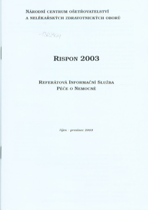 RISPON : referátová informační služba péče o nemocné