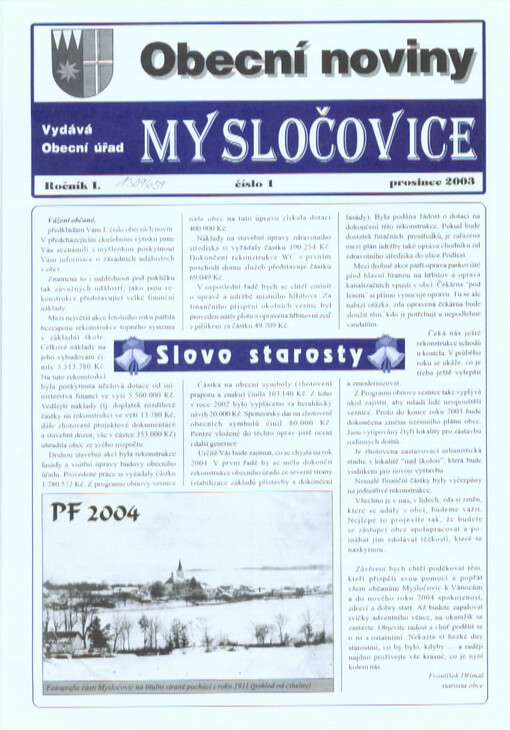 Obecní noviny : vydává obecní úřad Mysločovice