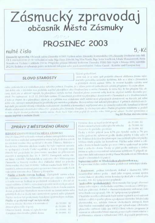 Zásmucký zpravodaj : občasník města Zásmuky