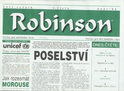Robinson : noviny pro udržitelný život : noviny pro děti každého věku