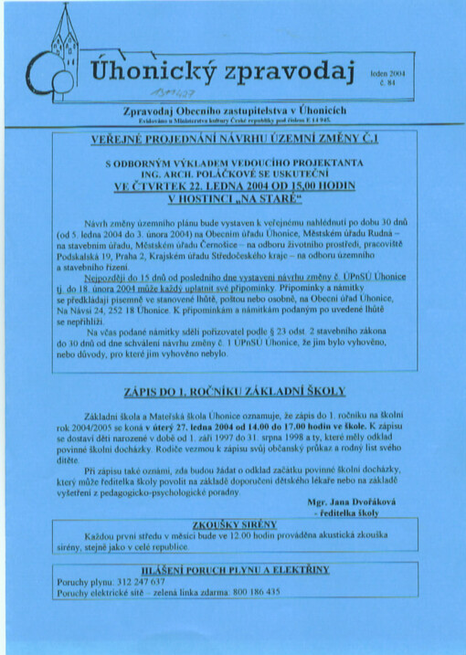 Úhonický zpravodaj : zpravodaj Obecního zastupitelstva v Úhonicích