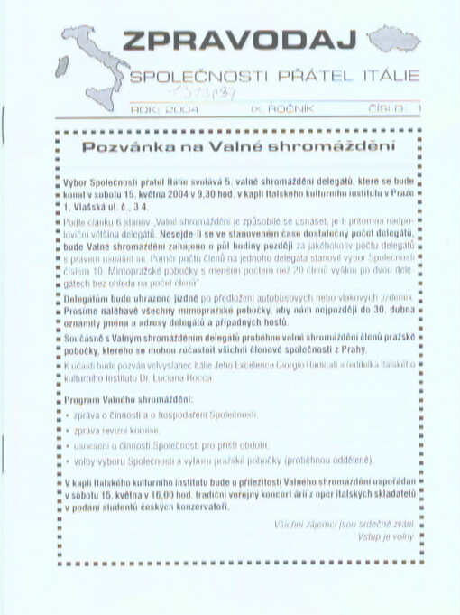 Zpravodaj Společnosti přátel Itálie