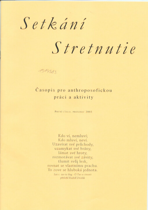 Setkání = Stretnutie : časopis pro anthroposofickou práci a aktivity