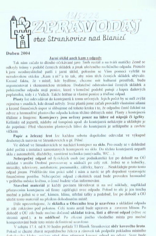 Zpravodaj obce Strunkovice nad Blanicí
