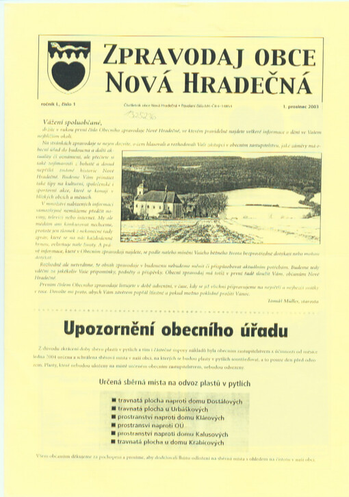 Zpravodaj obce Nová Hradečná : čtvrtletník obce Nová Hradečná