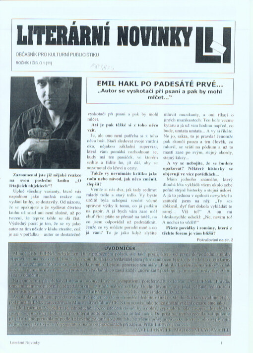 Literární novinky : občasník pro kulturní publicistiku
