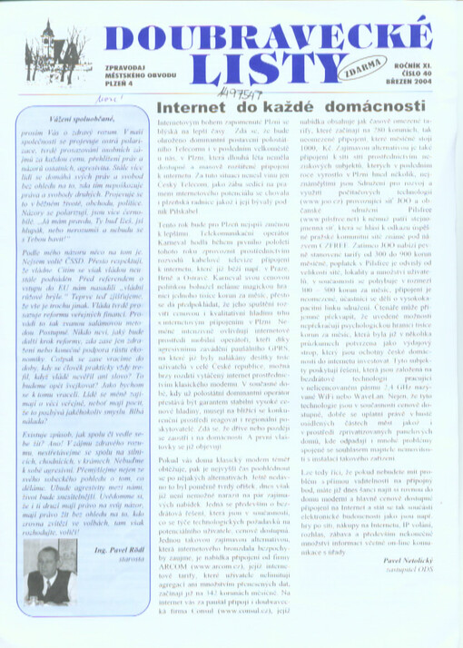 Doubravecké listy : zpravodaj městského obvodu Plzeň 4