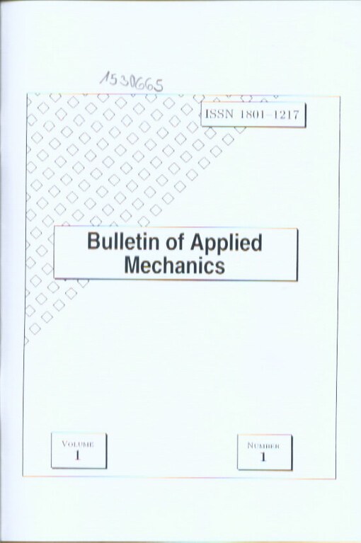 Bulletin of applied mechanics = Věstník aplikované mechaniky = Buletin aplikovanej mechaniky