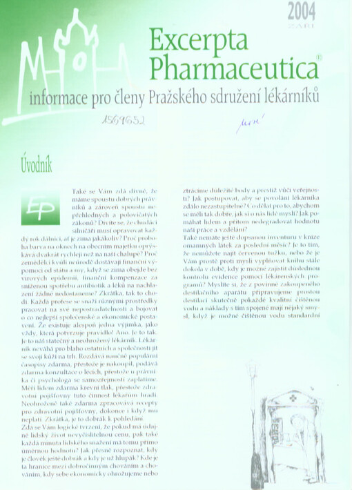 Excerpta Pharmaceutica : informace pro členy Pražského sdružení lékárníků