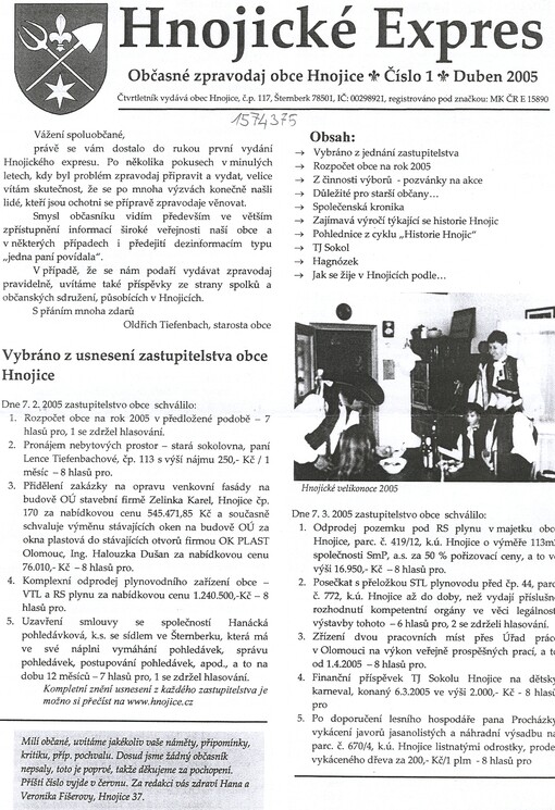 Hnojické expres : občasné zpravodaj obce Hnojice