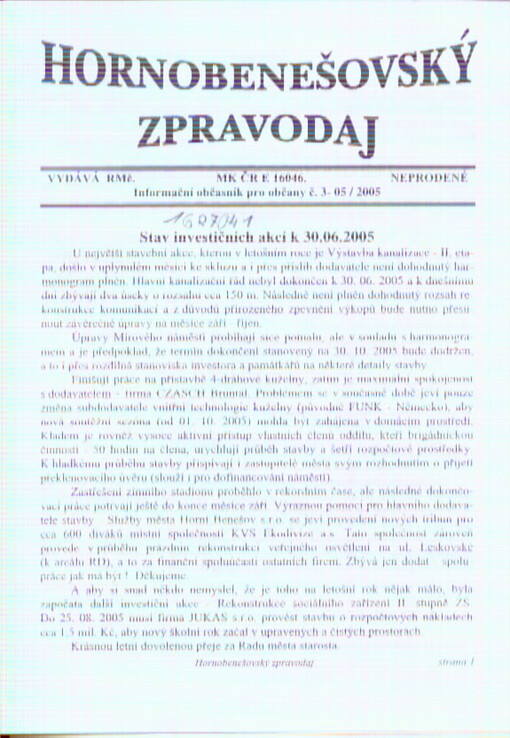 Hornobenešovský zpravodaj : informační občasník pro občany