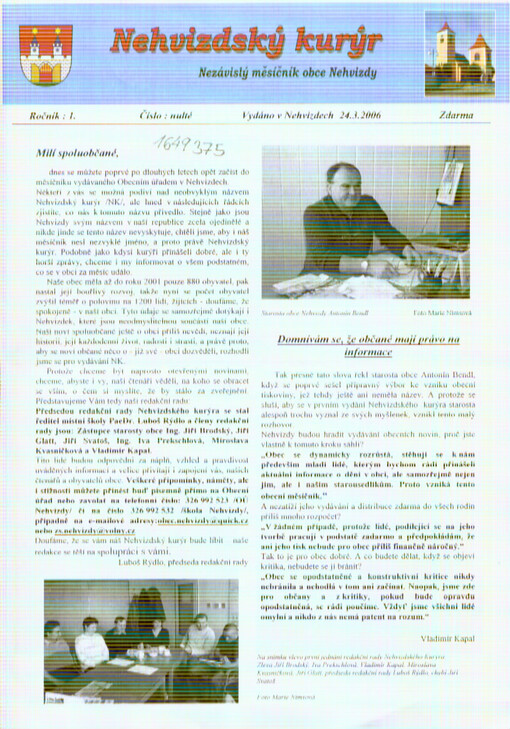 Nehvizdský kurýr : nezávislý měsíčník obce Nehvizdy