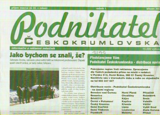 Podnikatel Českokrumlovska : informační a reklamní měsíčník pro obyvatele regionu