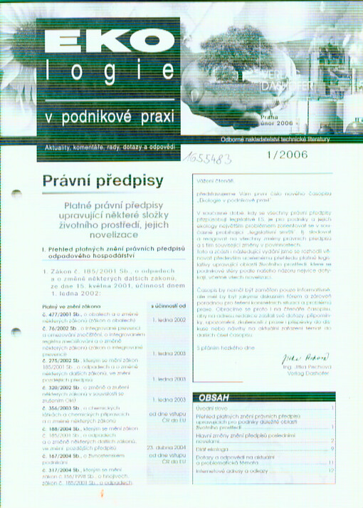 Ekologie v podnikové praxi : aktuality, komentáře, rady, dotazy a odpovědi