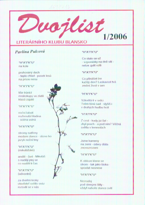 Dvojlist Literárního klubu Blansko