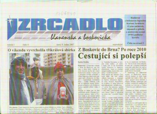 Zrcadlo Blanenska a Boskovicka : týdeník okresu Blansko