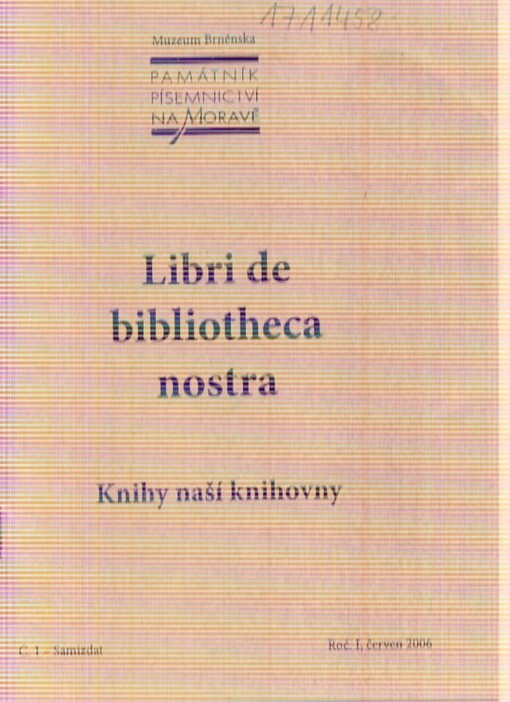 Libri de bibliotheca nostra = Knihy naší knihovny