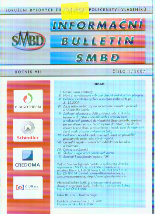 Informační bulletin SMBD : Sdružení bytových družstev a společenství vlastníků