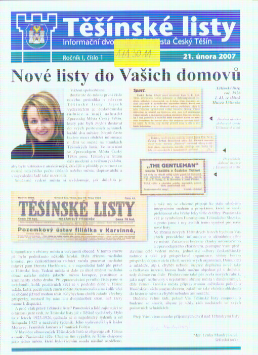 Těšínské listy : informační dvouměsíčník města Český Těšín