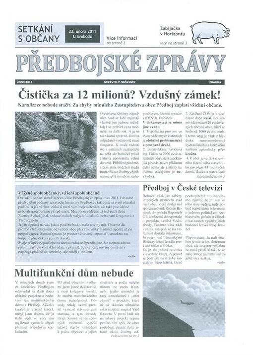 Předbojské zprávy : nezávislý občasník