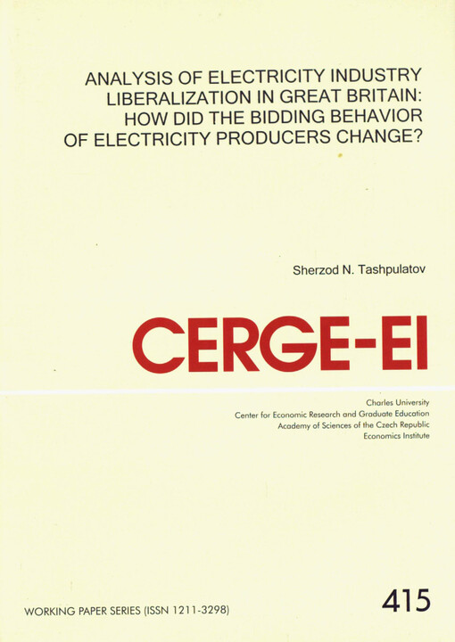Analysis of electricity industry liberalization in Great Britain: how did the bidding behavior of electricity producers change?